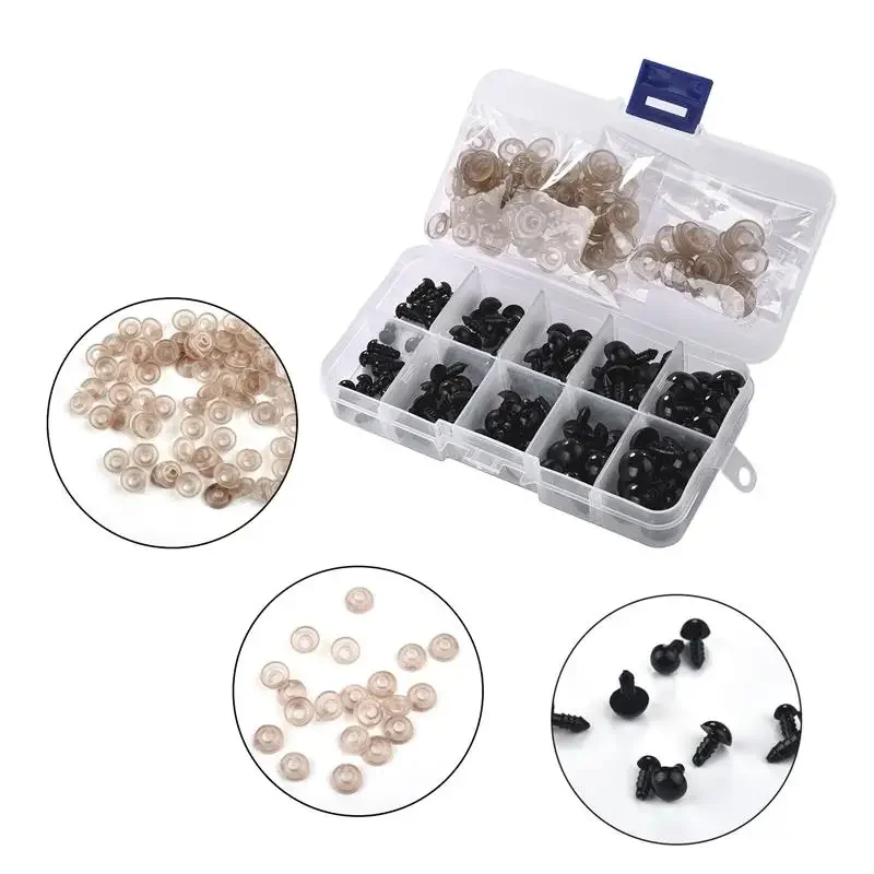 100 قطعة مقلة العين إكسسوارات دمي البلاستيك الأسود أفخم عيون السلامة Amigurumi للعب 6 مللي متر 8 مللي متر 10 مللي متر 12 مللي متر لتقوم بها بنفسك لعبة مضحكة عيون الحيوان