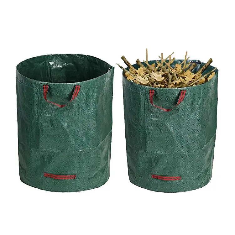 Portable PE Outdoor Waste Trash Bag Grass Felt Grow Bag Garden Leaf Storage Bag