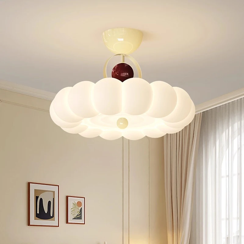 French Cream Style Bedroom Ceiling Lights LED Bubble Cloud Lamp Modern Warm Boy Girl Bedroom Decor Children's Room Ceiling Lamps