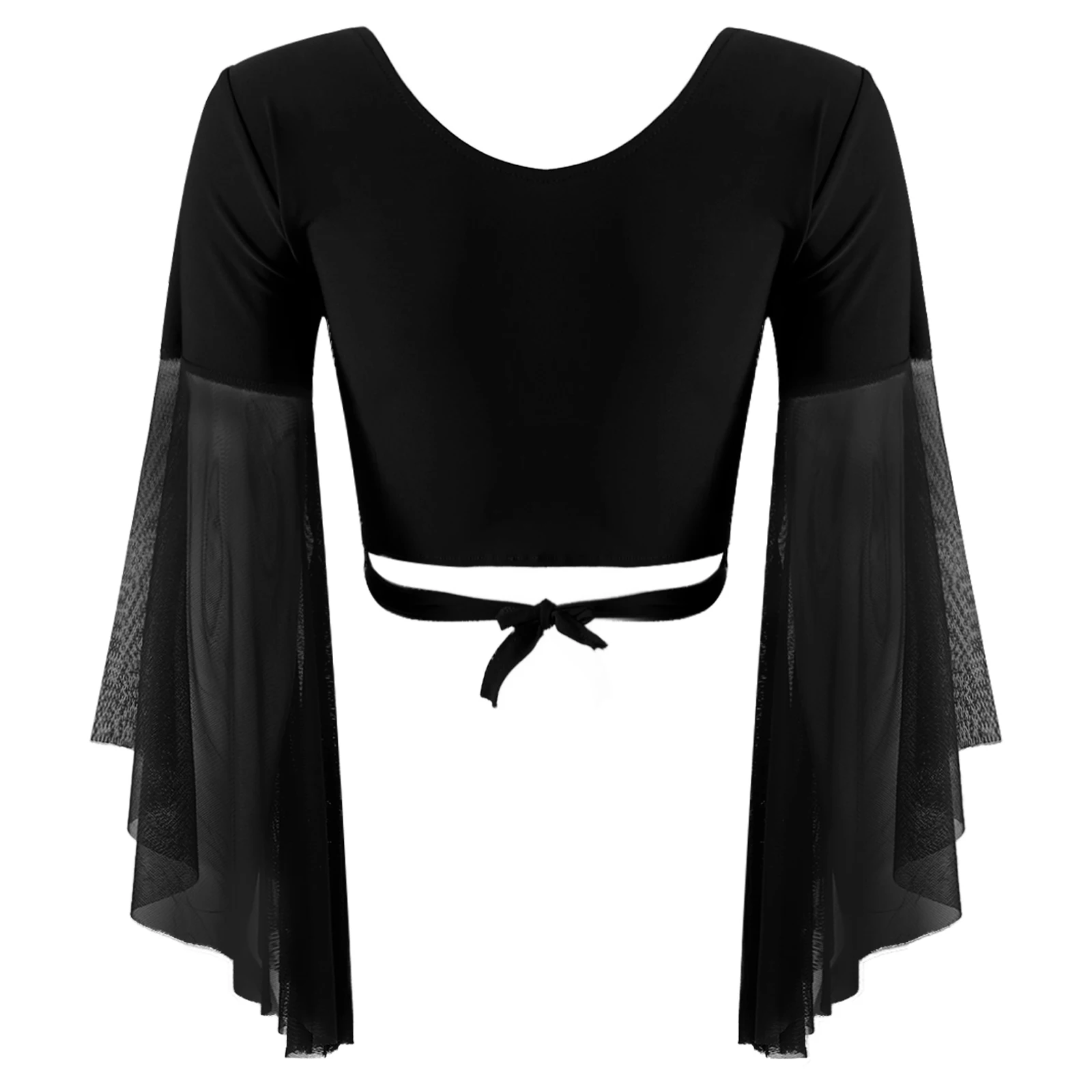 女性のボレロベリーダンス衣装長袖ソリッドカラーカーディガントップスショルダーショートシャツクロップトップラテンバレエダンスシャツ
