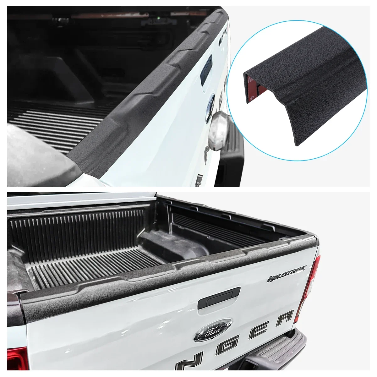 1 unidad de cubierta de puerta trasera de alerón trasero, protector de cola de recorte para FORD RANGER T6 T7 T8 2012-2022 WILDTRAK Raptor XLT XLS XL