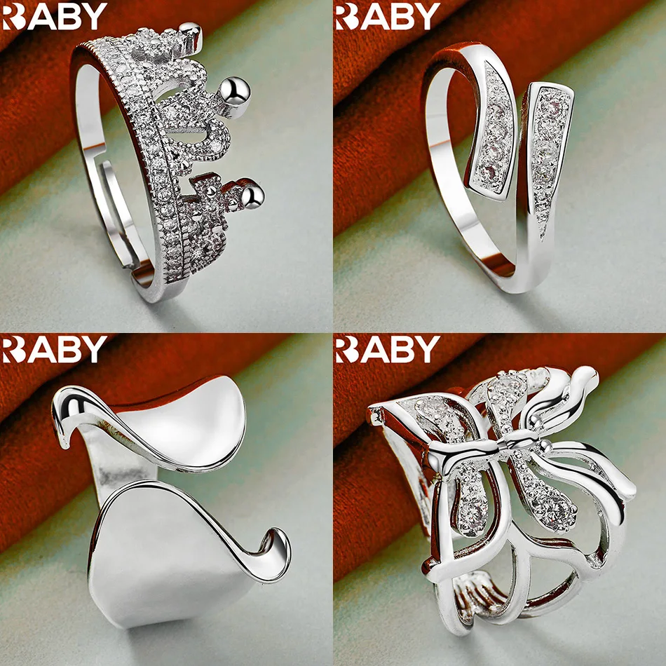 

URBABY 925 Sterling Silver Open Geometric Ring For Women Men Fashion Jewelry Vintage Grace Charm Noble Party Birthday Gifts