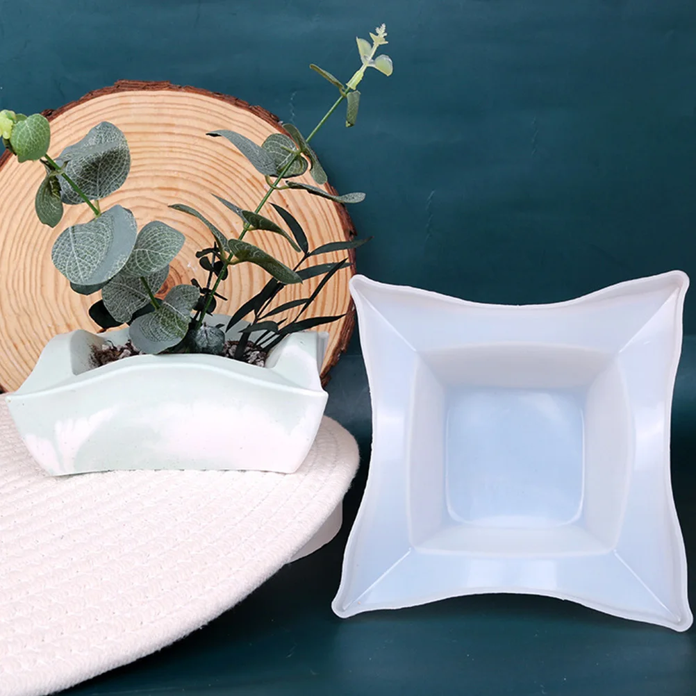 

Silicone Flower Pot Mold White Gel Bonsai Office Decor DIY Resin Jewelry Making Supplies Square Craft Tool flower pot for resin