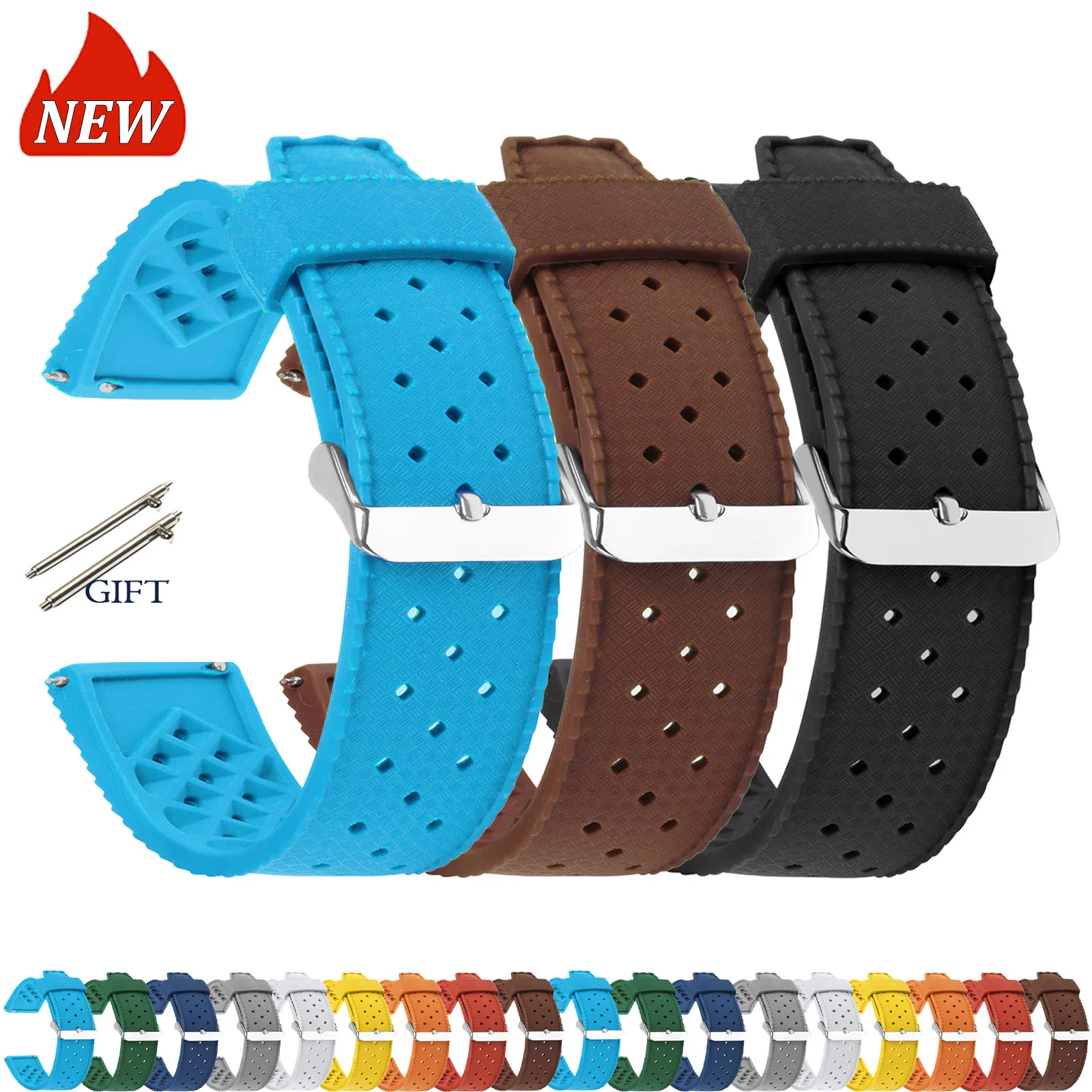 Premium Tropic Silicone Watch Band for Oris for Omega 20mm 22mm Straps for Seiko Quick Release Diving Waterproof Rubber Bracelet