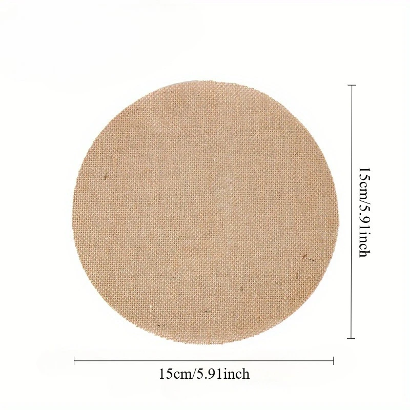 Placemats, Round Burlap Jute Fabric Round Table Pads, Natural Style Rustic Table Decoration Mat, Household Bowl Plate Mat