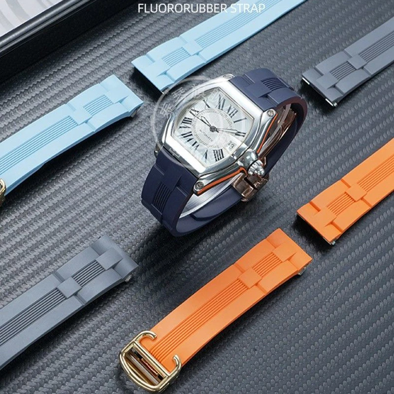 

For Cartier Roadster Sports Car Strap Quick Release W6206018 Fluororubber Watch Strap 19mm Bracelet New Fluororubber Watchband