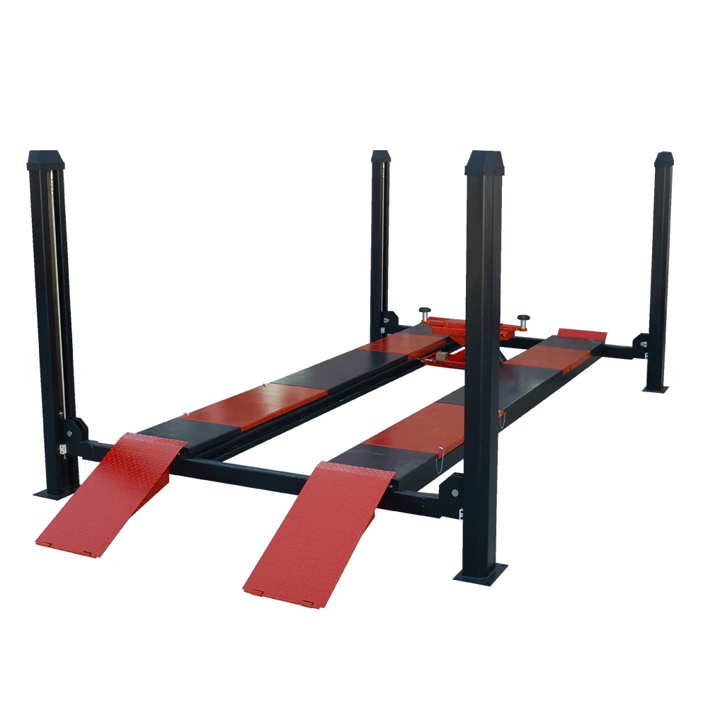 AUTENF 4 Tons Electric-hydraulic Four Post Auto Hoist Car Lift Four Column Vehicle Lifter with Sliding Jack for Workshop Repair
