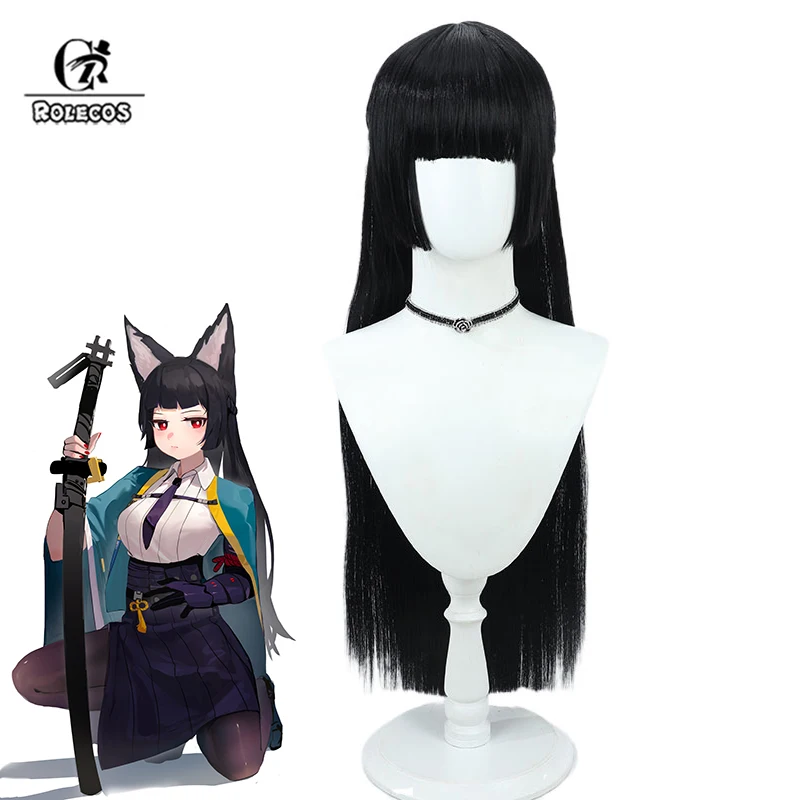 

ROLECOS Synthetic Hair Zenless Zone Zero Hoshimi Miyabi Cosplay Wigs Hoshimi Miyabi 90cm Long Straight Black Party Cos Hair