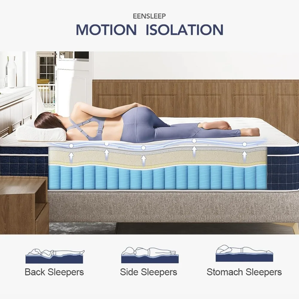 King Mattress, 12 Inch Hybrid Mattresses in a Box, Made of Memory Foam and Individual Pocketed Springs, Release Pressure