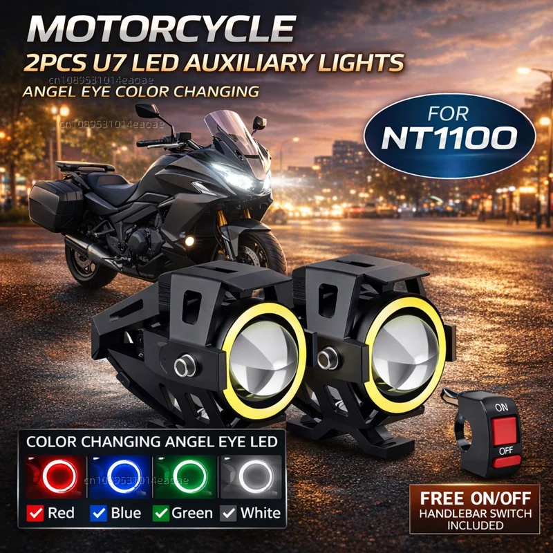 

Waterproof Motorcycle LED Headlight 3000LMW U7 Motorbike LED Driving Fog Spot Light with Switch For Honda CBR 600RR CBR600RR