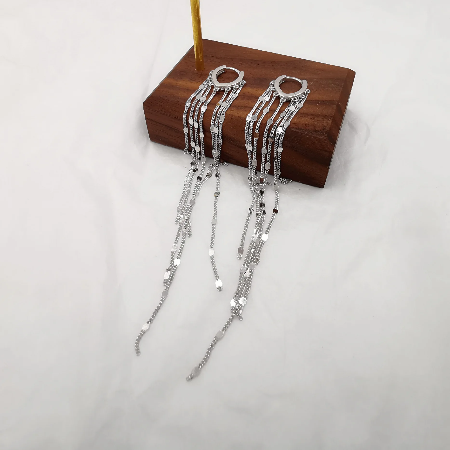 

Серьги-подвески из настоящего серебра 925 пробы с длинными бахромами, сверкающие, модные, для женщин, ювелирные изделия, подарок на свадьбу