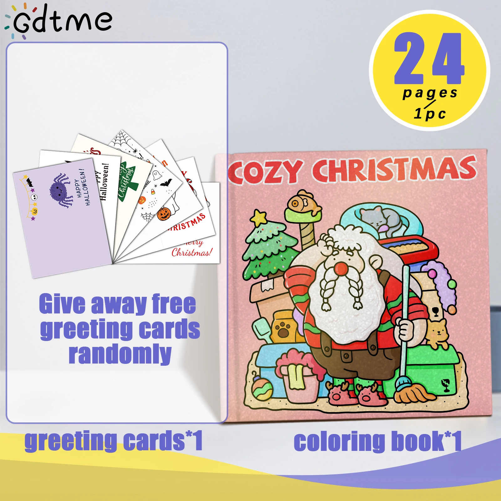 COZY Christmas Coloring Book for Adults Featuring Cute Cozy Daily Activities for Relaxation （Randomly give away 1 greeting card）