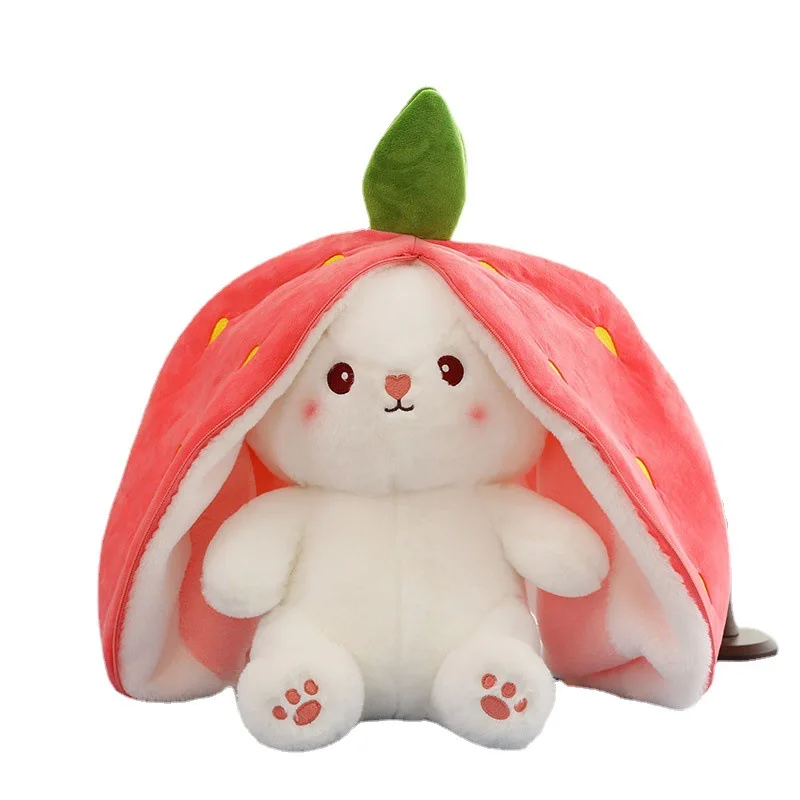 35-60cm Giant Size Doll Fruit Transfigured Plush Toy Lovely Rabbit Turn to Caot Strawberry Dolls Stuffed