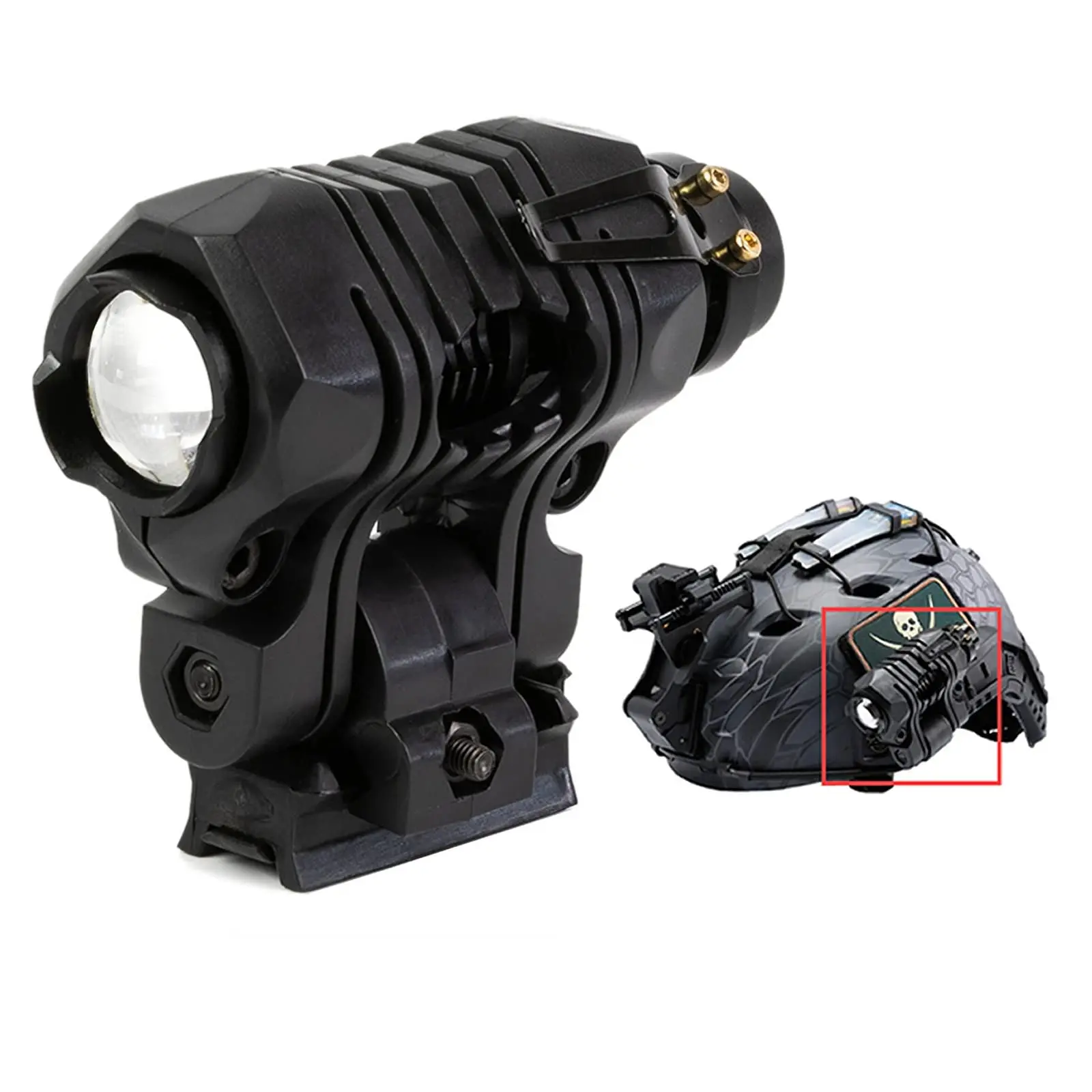 Tactical High Profile Helmet Flashlight with 20mm Picatinny Rail Mount,Mini LED Light with Ring Mount Holder for Airsoft Hunting