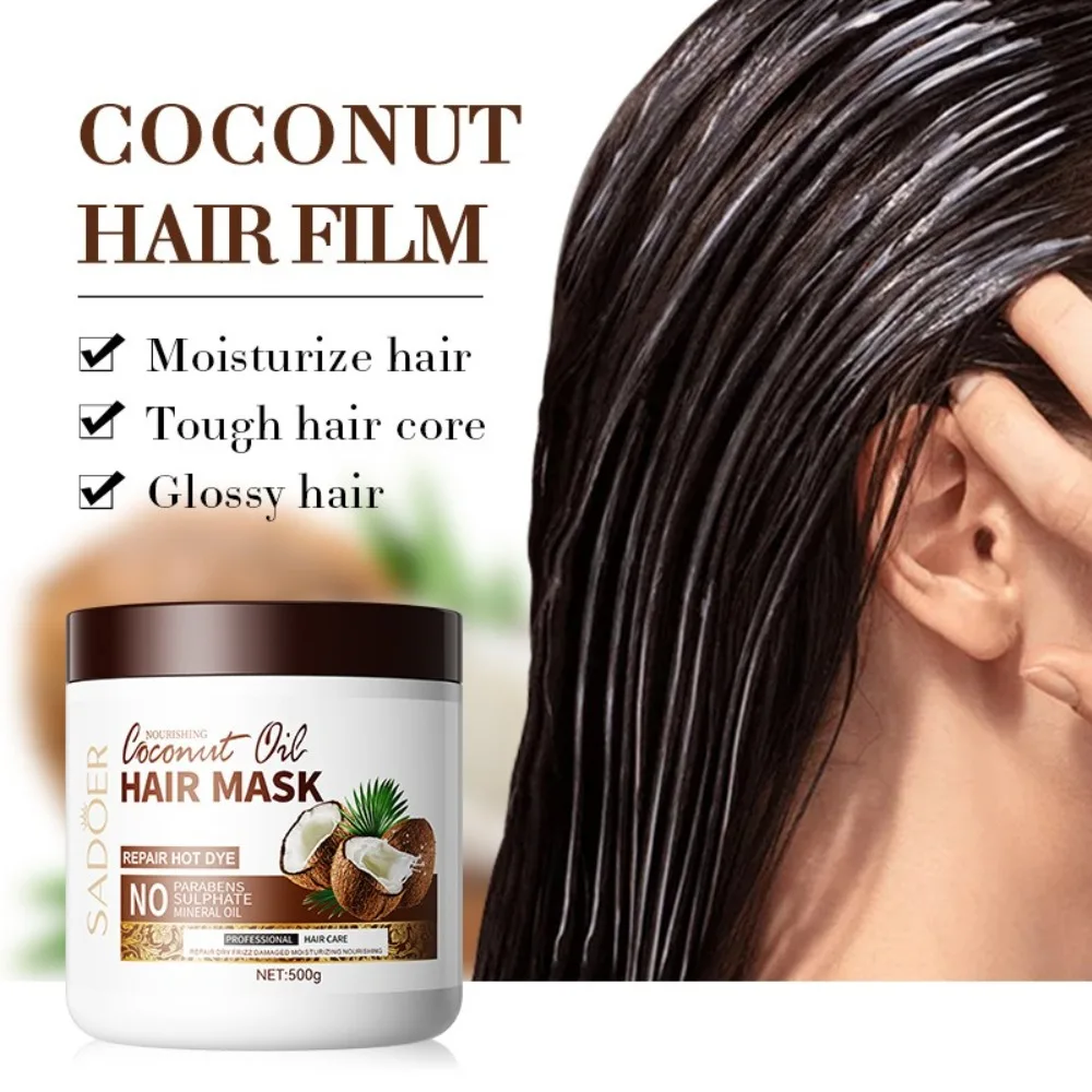 Professional 500g Coconut Oil Hair Mask Moisturizing Smoothing Deep Repair Conditioner Anti-Breakage Hair Cream
