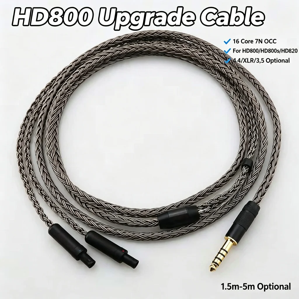 16 Cores 7N OCC Headphone Upgrade Cable for Sennheiser HD800 / HD800S / HD820 / HD8XX