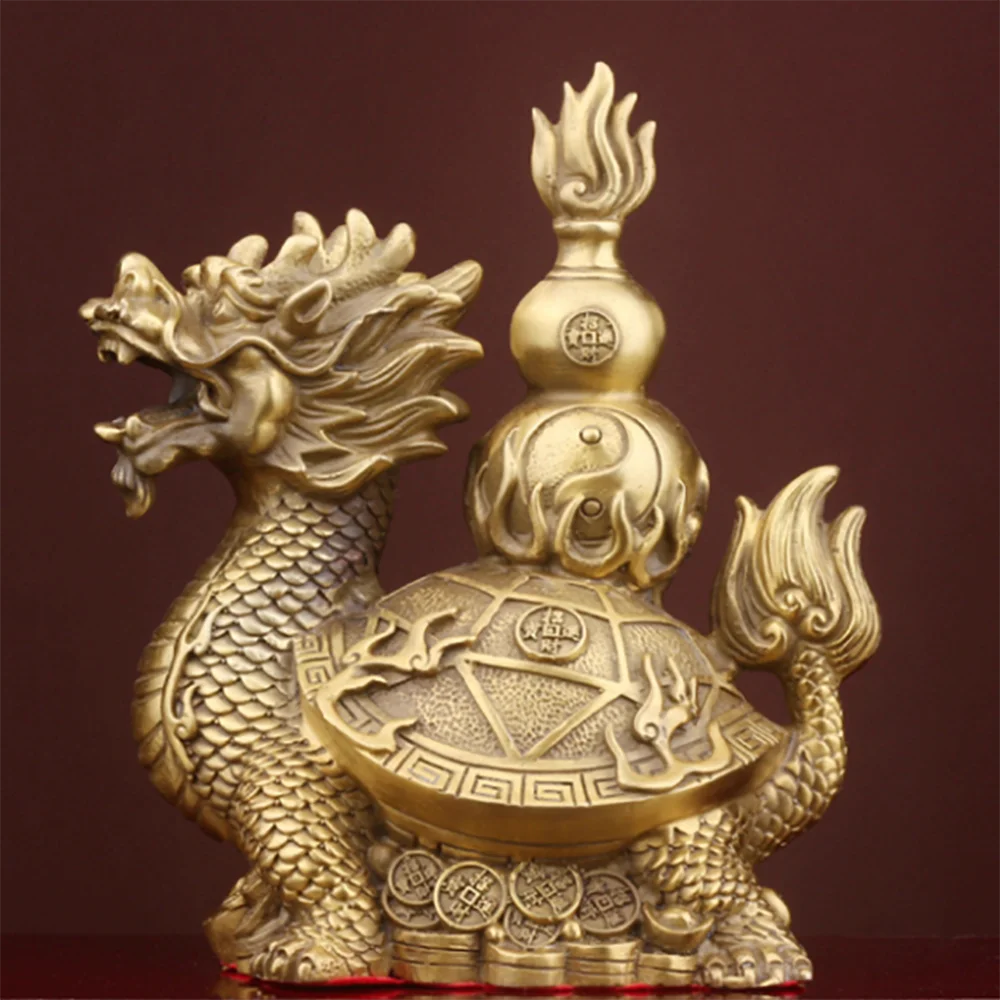 Pure copper gossip, money, dragon head turtle, home, office, living room decoration, handicrafts and ornaments