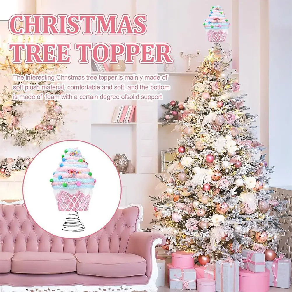 Adorno para árbol de Navidad de postre Pastel de 7,9 pulgadas, adorno navideño, adorno para árbol de magdalenas rosa, Pastel para fiesta de Navidad y Año Nuevo J2g9