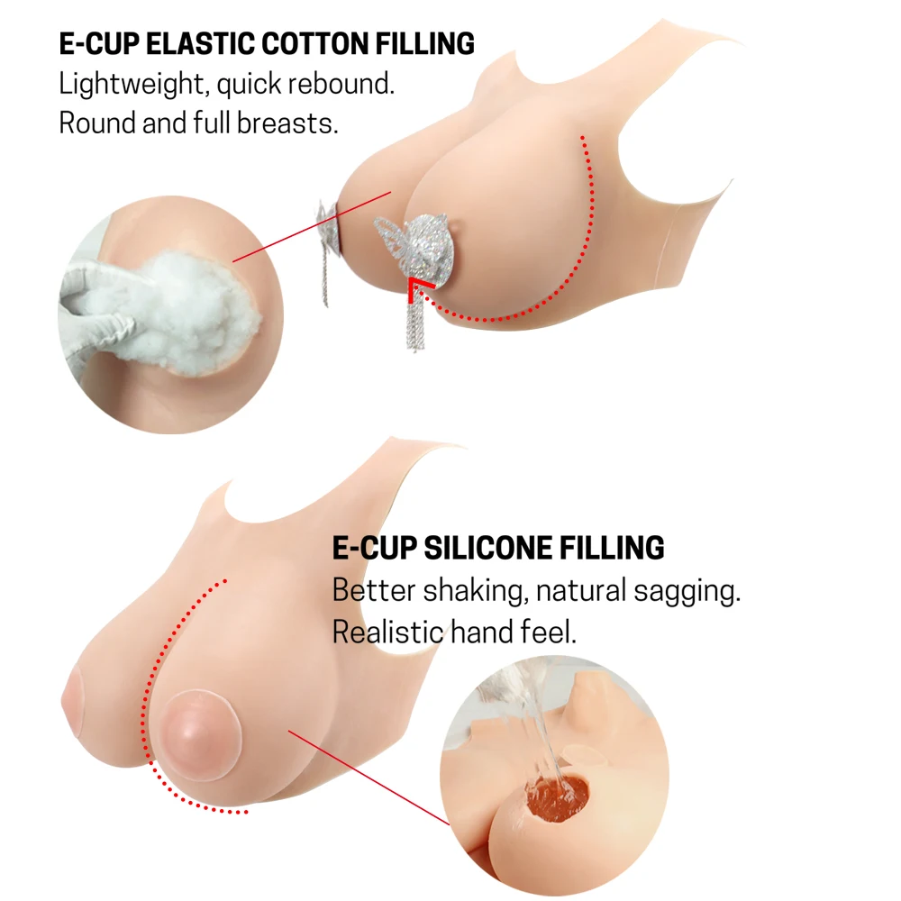 Payudara Silikon Palsu Bentuk Dada Besar Ukuran CDEGH untuk Crossdresser, Transvestit, Sissy, Drag Queen