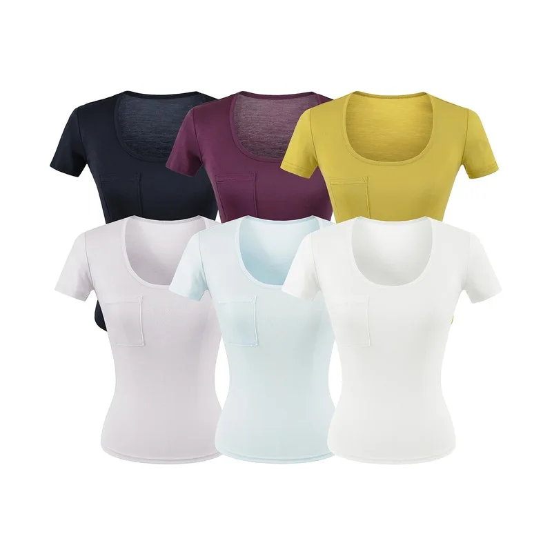 2026 Summer New Korean Style U Neck Pocket Shirt Women Figure Flattering Waist Cinched Desire Style Cas