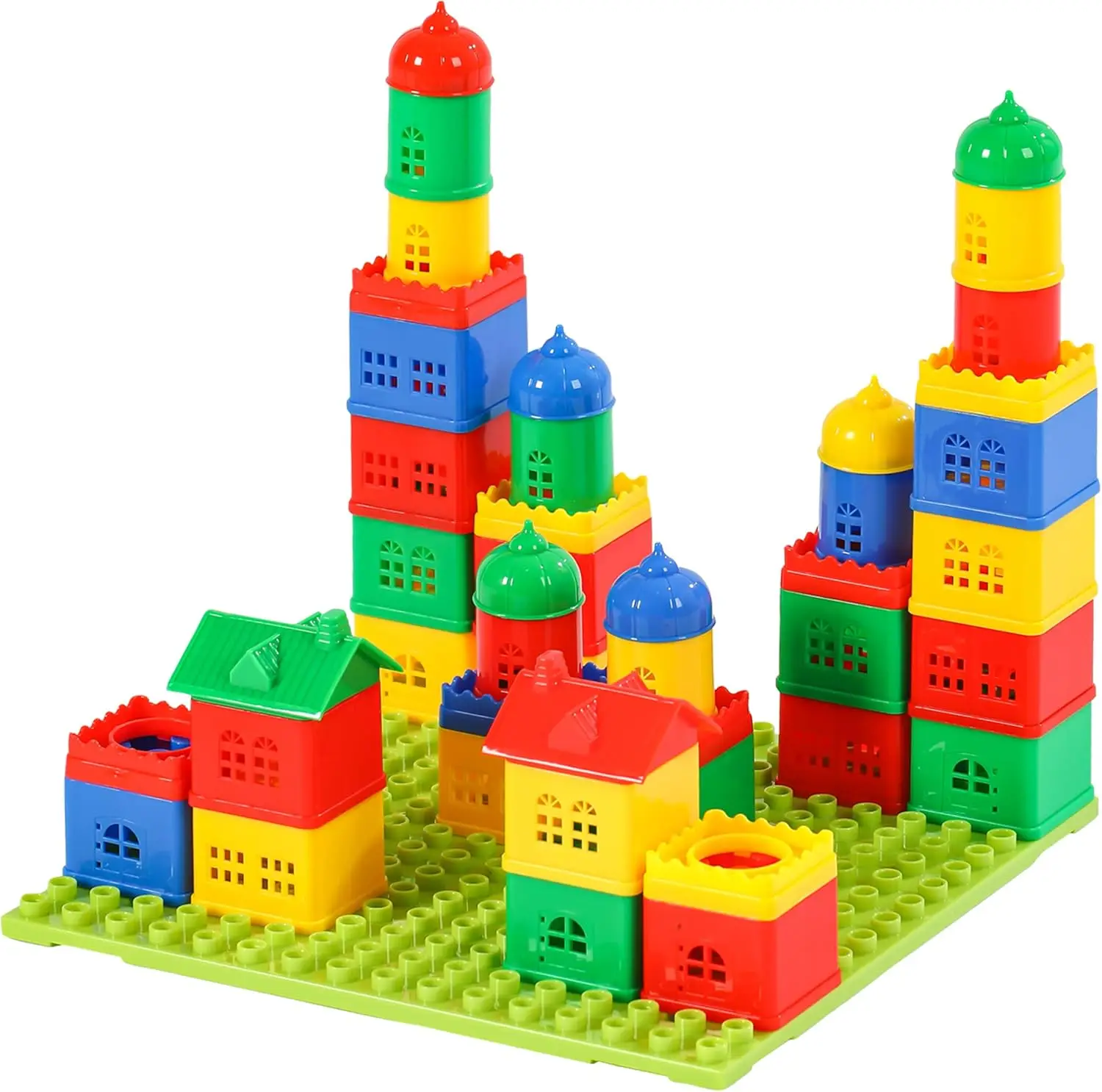 Toddler Building Blocks for Kids Ages 4-8, Toddler Blocks Stacking Toys, Fun House Big Blocks Building Sets with 10” x 10” Basep