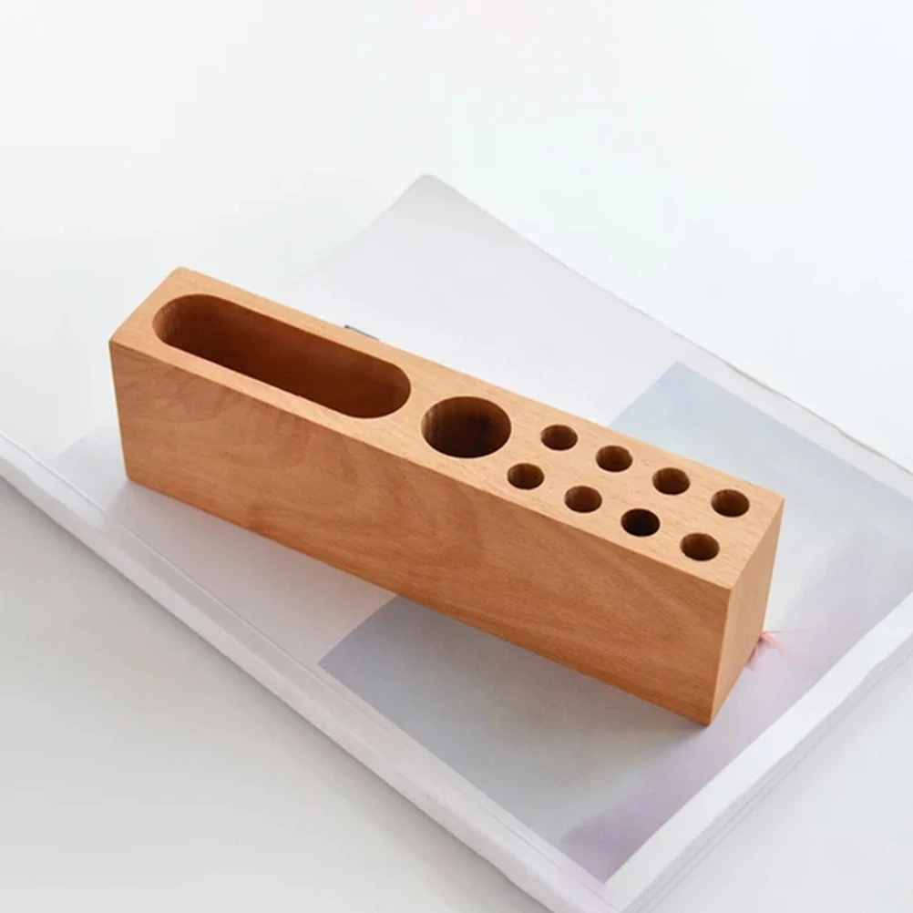 

Solid Wood Smooth Creative Decor Pen Case Desktop ganizer Stationery Case Beautiful Creative Decor Gift