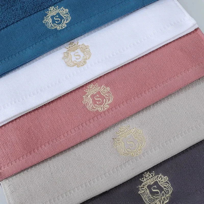 3pcs Cotton S Towels Set Embroidered 34x74cm/70x140cm - Cream Grey Khaki Bathroom Shower Gift Towels for Daily Use