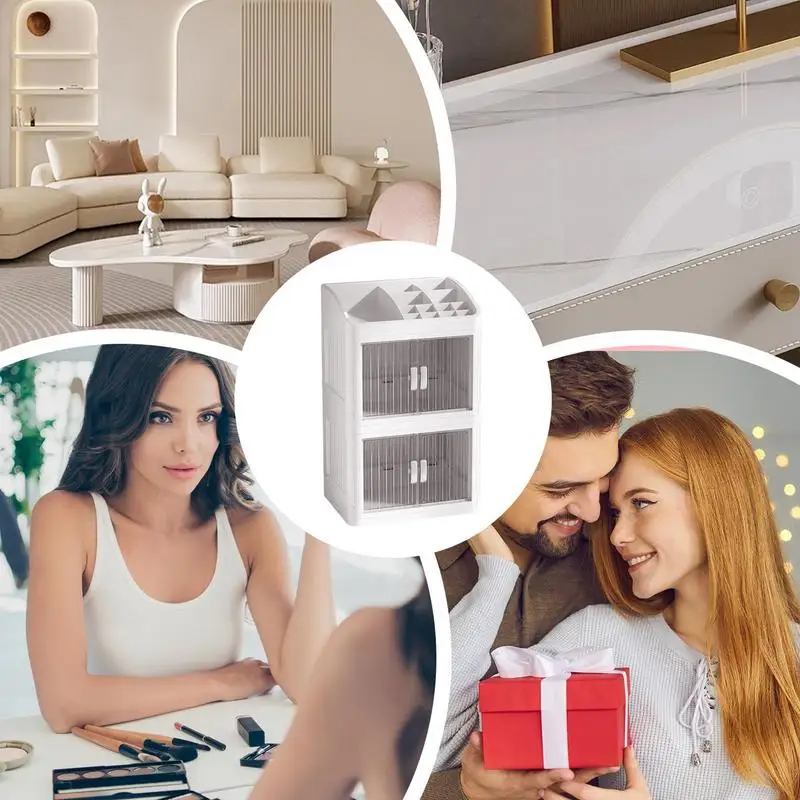 Caixa organizadora de maquiagem, 3 camadas, display de suprimentos cosméticos, grande capacidade para mesa, cômoda, balcão de banheiro