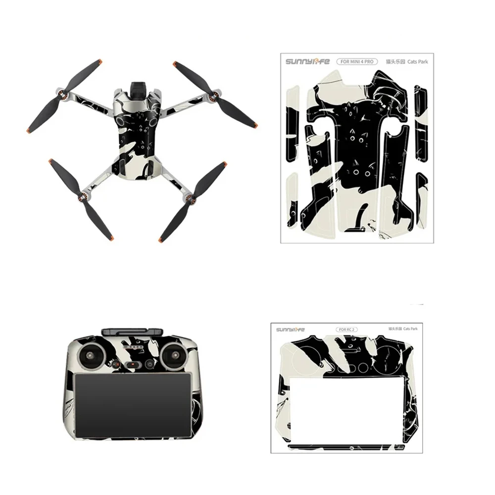 PVC Sticker Drone Decals for DJI Mini 4 Pro Stickers Protective Film Waterproof RC 2 Remote Cover Skin Mini 4 Pro Accessories