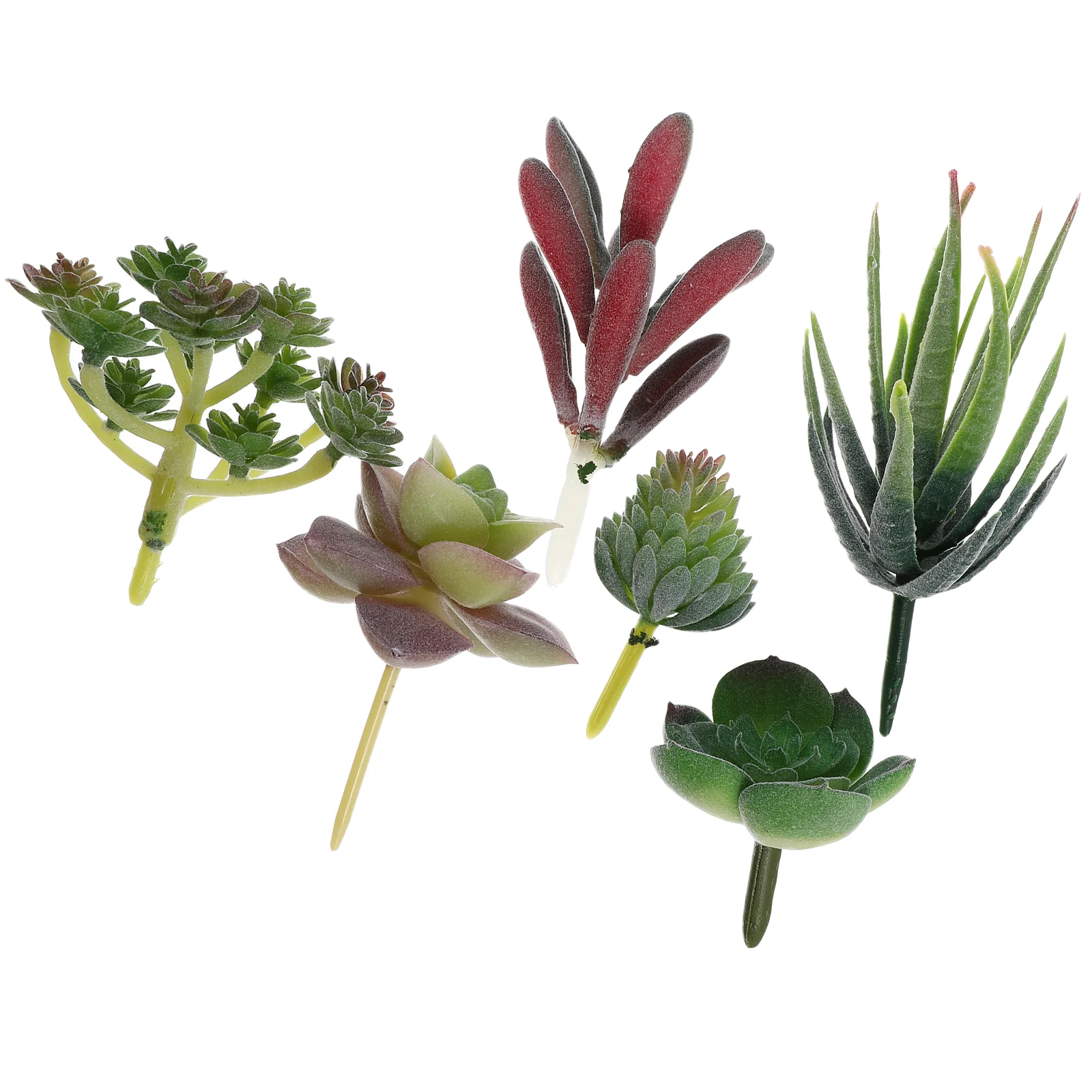 6 Pcs Simulated Succulents Artificial Twig Plants House Fake Planta DIY Outdoor Green Leaves