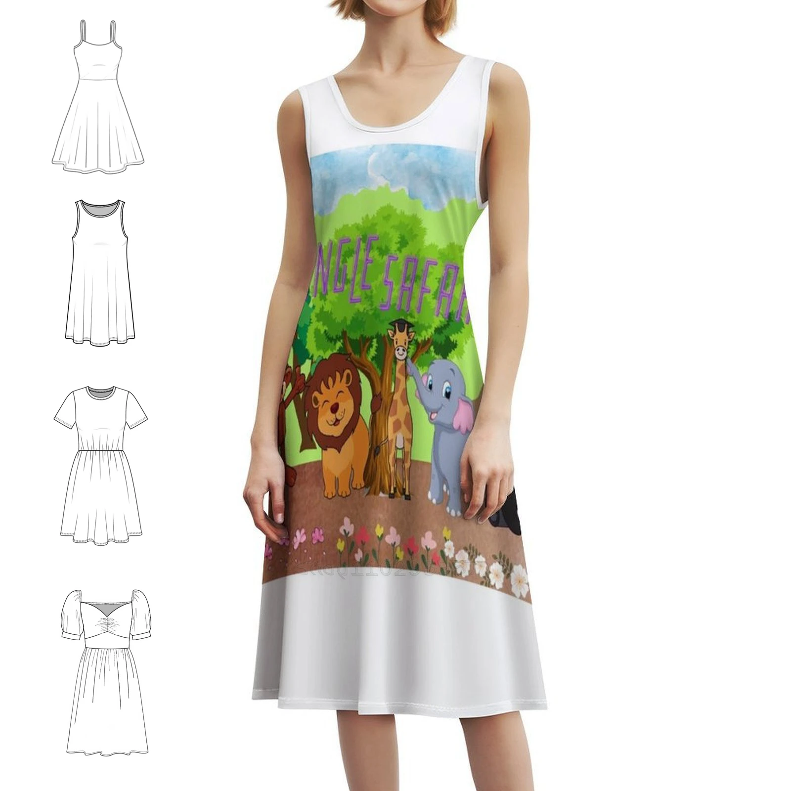 

Шикарное платье в стиле бохо на тему джунглей, элегантное модное пляжное платье для свадебной вечеринки, детское платье в стиле джунглей с животными, женская одежда