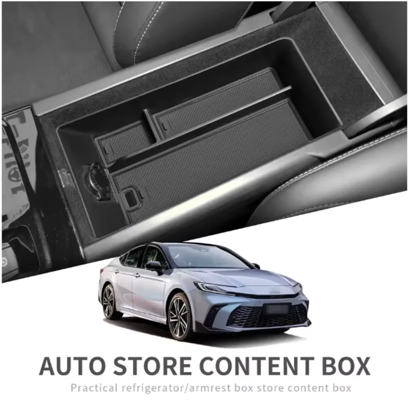 LHD Center Console Armrest Storage Box For Toyota Camry XV80 2024-2025 Car Tray Organizers Accessories Tidying Black