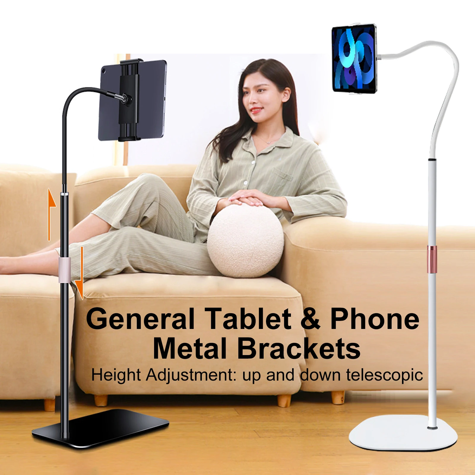Tablet Bracket Adjustable,Foldable Tablet Holder For Bed with 360° Rotating Metal Arm For 4.7~12.9 inch Phone iPad Tablet Stand
