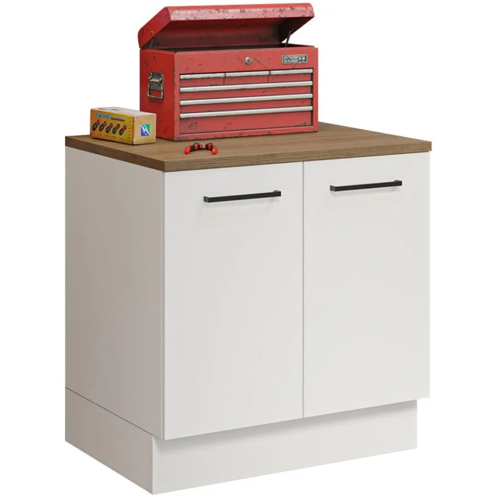 

Compact Garage and Utility Room Base Storage Cabinet with 2 Doors and Tool Storage Shelves 33 Inch