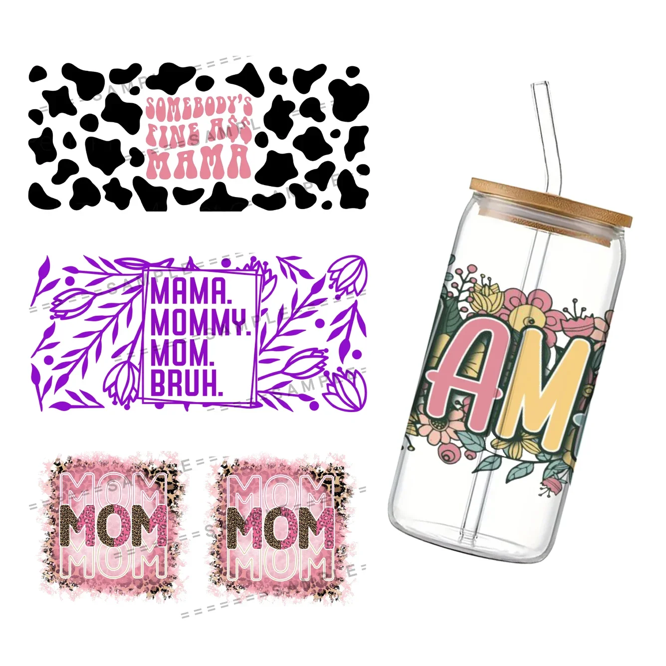 

24x11cm Thanksgiving For Libbey 16oz Can Glass UV DTF Coffee Can Wrap Libbey Glass Wrap Mother's Day