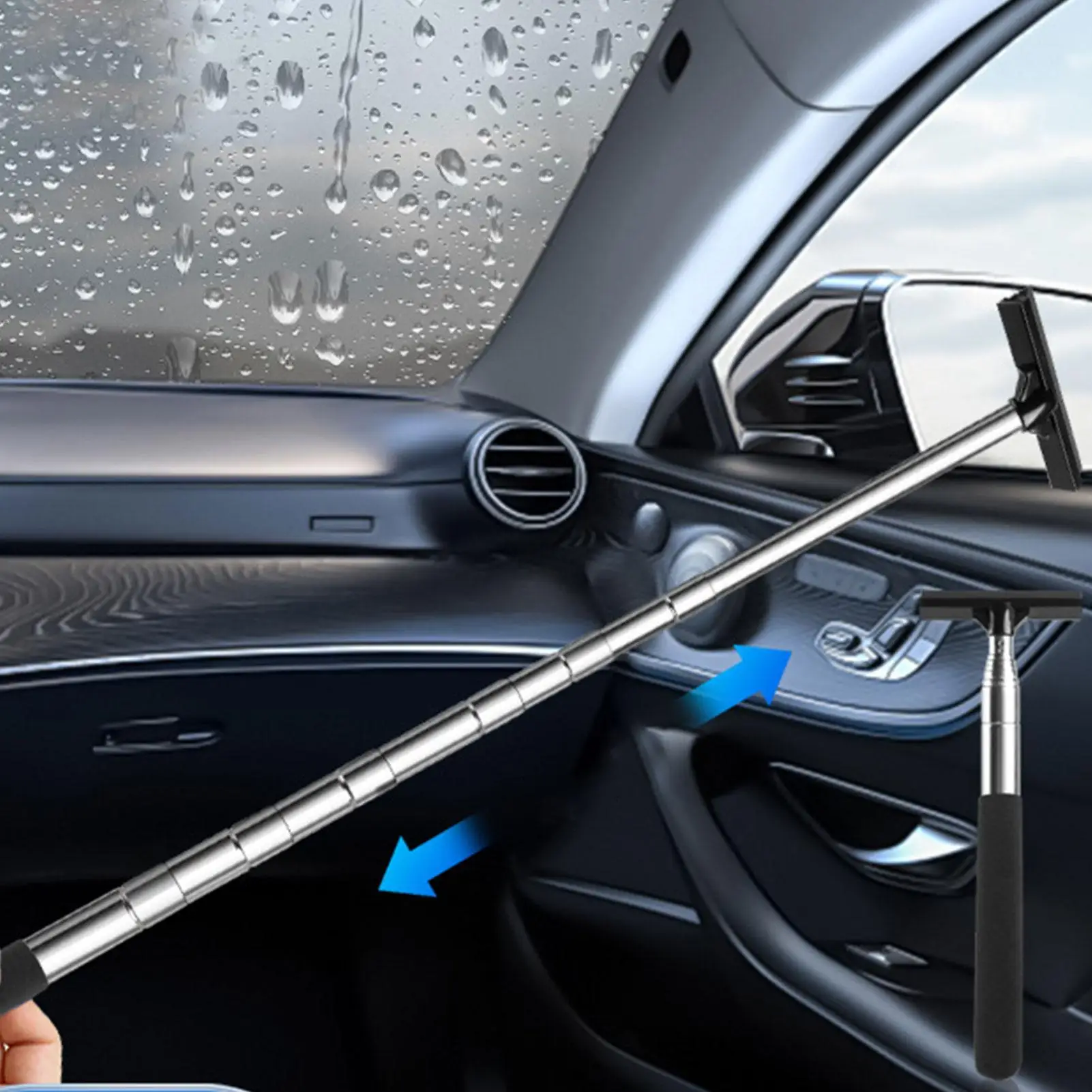 

Маленький скребок для окон автомобиля, телескопический автомобильный стеклоочиститель, инструмент для чистки автомобиля с эргономичной ручкой для грузовика