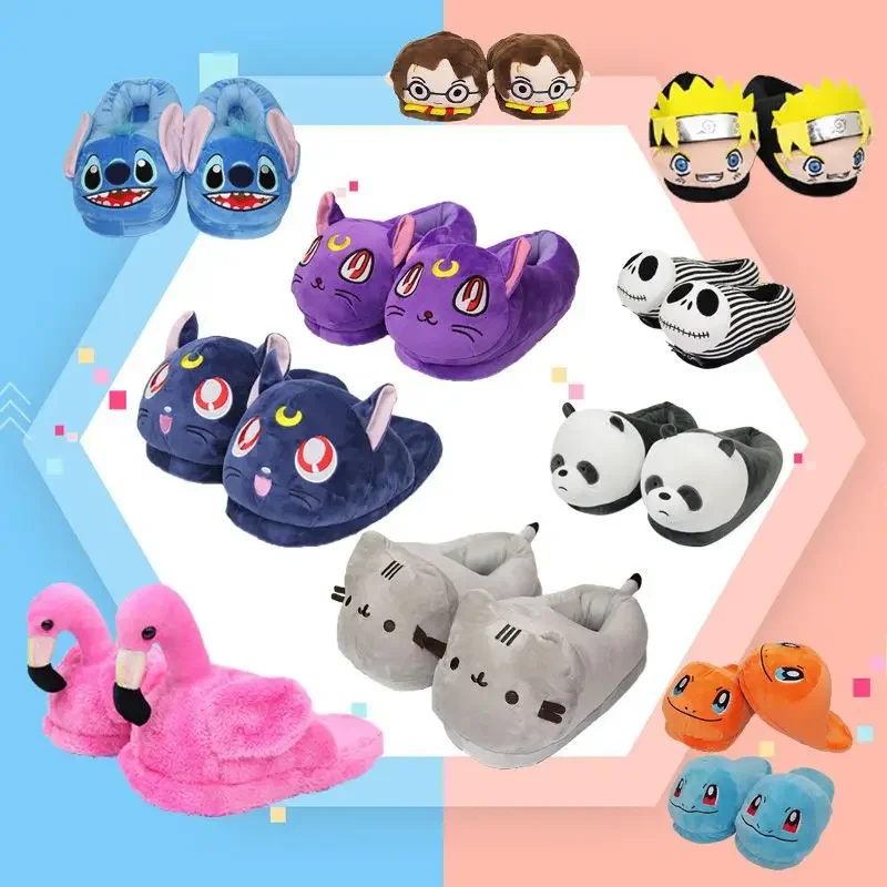 Pantofole invernali in cotone cartoon Stitch animation anime home pantofole in peluche amanti scarpe in cotone regalo