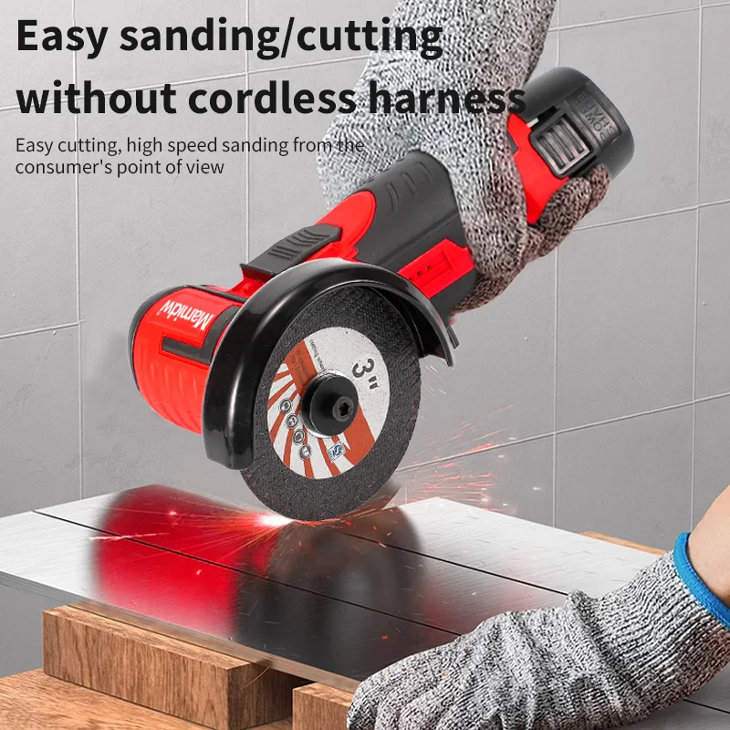 Mamidw Bezkartáčová elektrická úhlová bruska Elektrická bruska a řezačka Dobíjecí leštička pro Milwaukee 12V baterie - náhled 2
