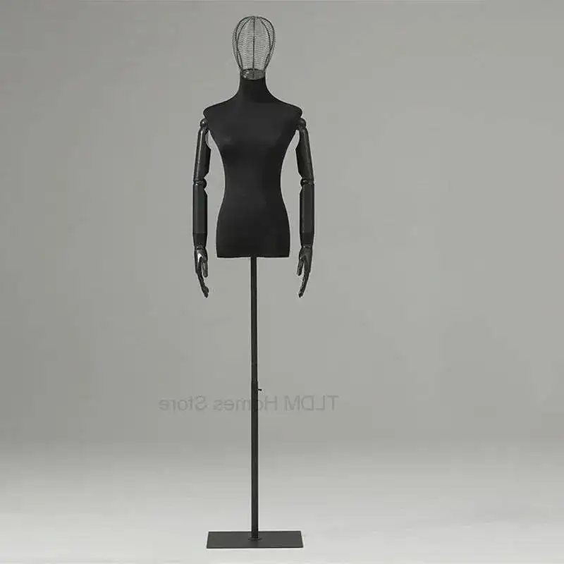 

Cotton Mannequins Display Stand Dress Women's Clothing Store Mannequin Wedding Metal Base Stereoscopic Clothing Black Display