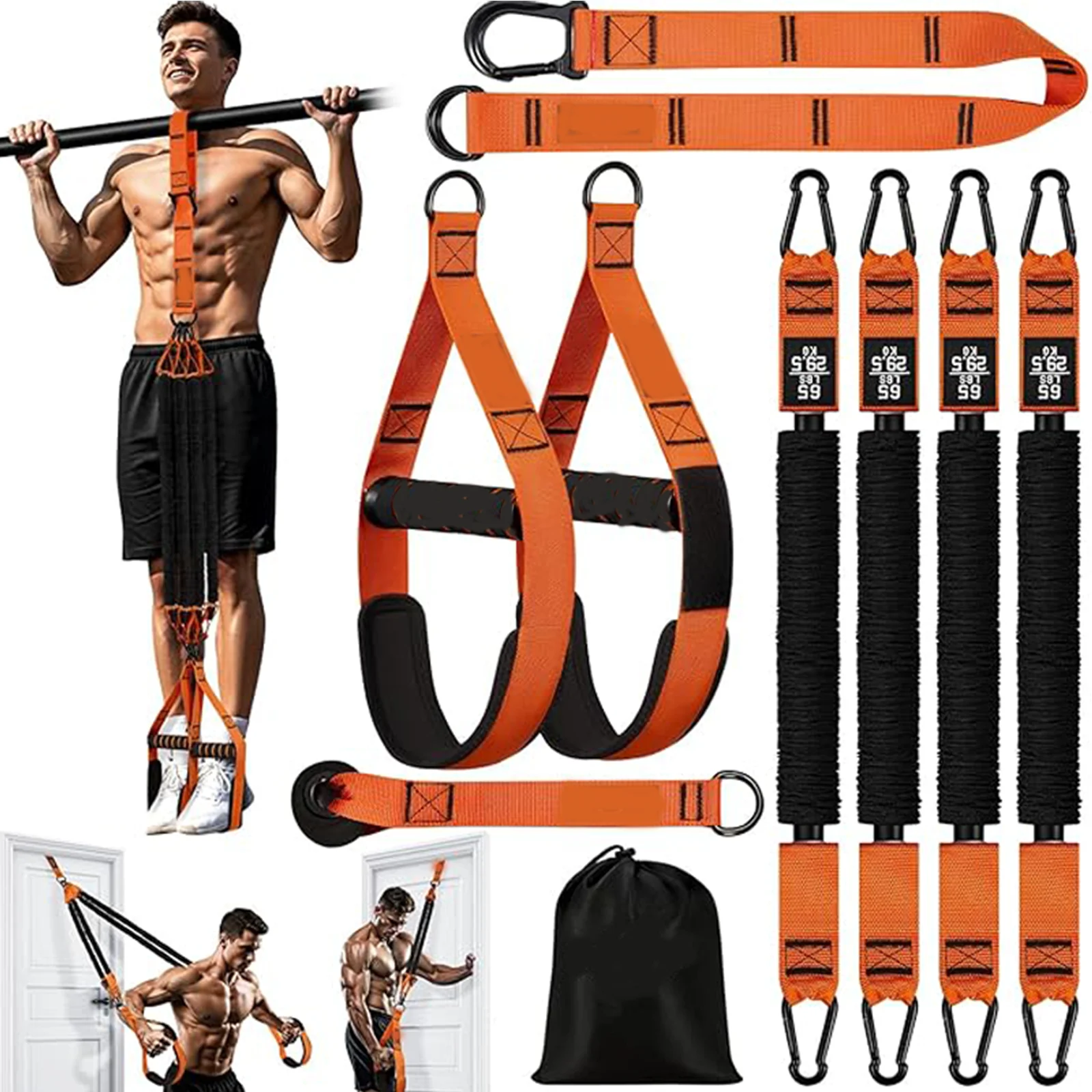 Klimmzugbänder, Hochbelastbare Widerstandsbänder mit Griff, Trainingsbänder für Klimmzugstange, Klimmzug-Assistenzband-Set für Übungen, Komplettset