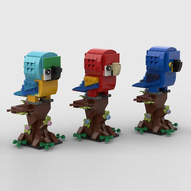 Creatori Serie Animali Modello MOC Building Block Ara sull'albero Tecnologia modulare Regali Vacanza Assemblare Giocattoli per bambini Vestito