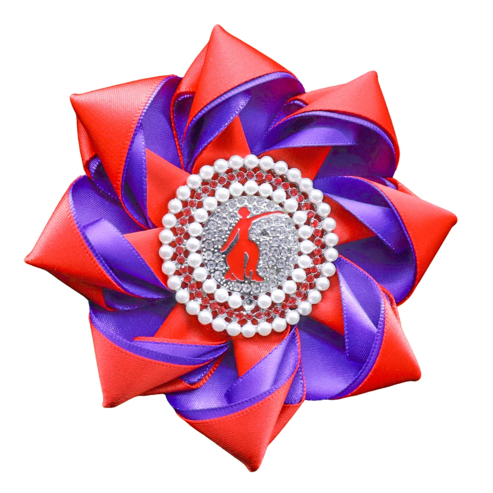 Silk Ribbon Corsage Red Sorority Africa Violet Greek Fortitude Delta 1913 Flower DST Brooch Jewelry