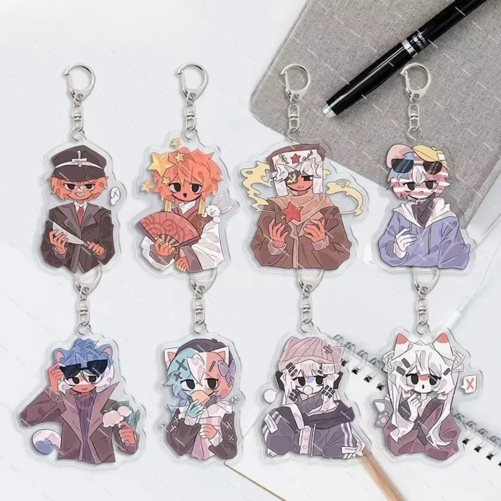 New Cartoon Anime Countryhumans Keychain Double Sided Acrylic Pendant Bag Decor Jewelry Accessories Fans Collect Friends Gifts