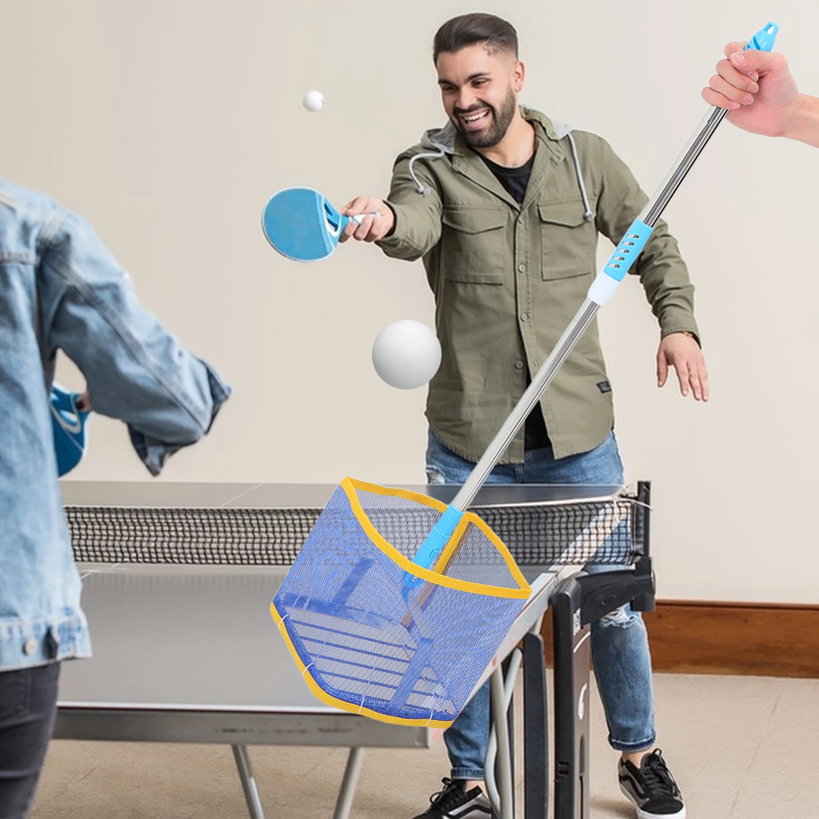 

Adjustable Length Table Tennis Ball Collector Large Capacity Quick Loading Durable Portable Pingpong Retrieval Tool For Training