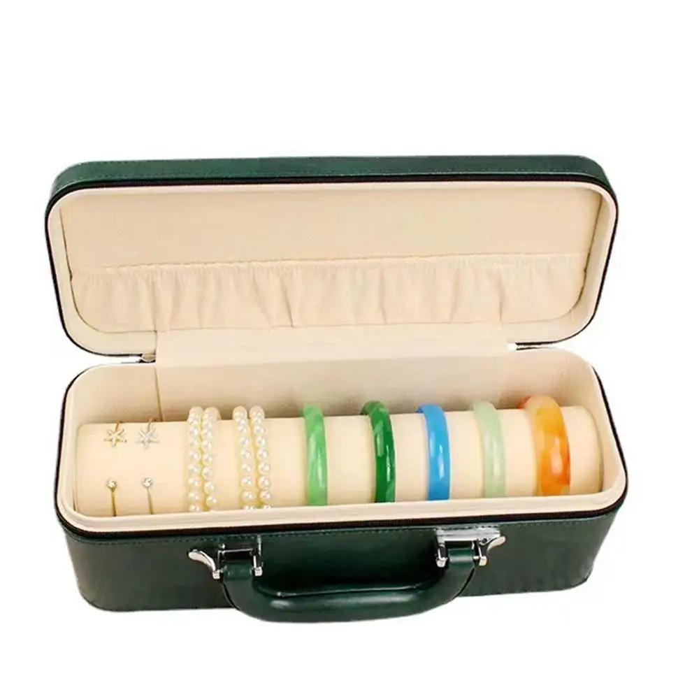 

Vintage Watch Display Box PU Leather with Handle Bracelet Storage Boxes Shockproof Compact Bracelet Carrying Case
