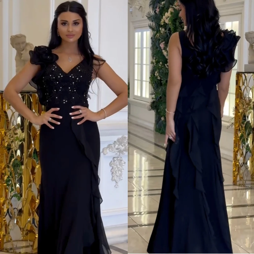 

Customize Jersey Sequined Beading Ruched A-line V-neck Long Dresses Cocktail Dresses Sizes Available Intricate Matching