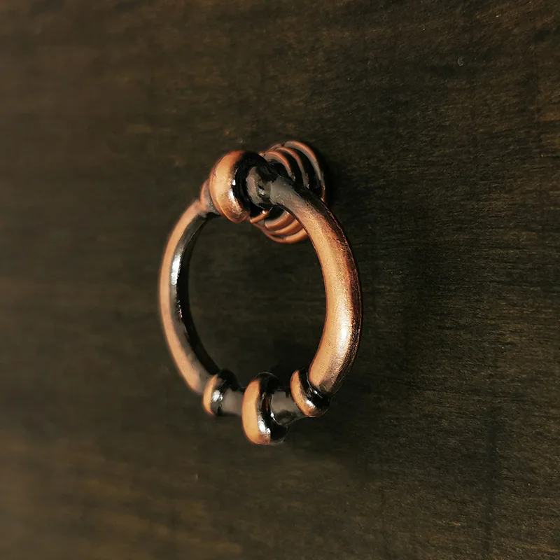 Maniglie ad anello in lega di zinco nera anticata con hardware di installazione - Maniglie per cassetti in stile vintage per armadio comò
