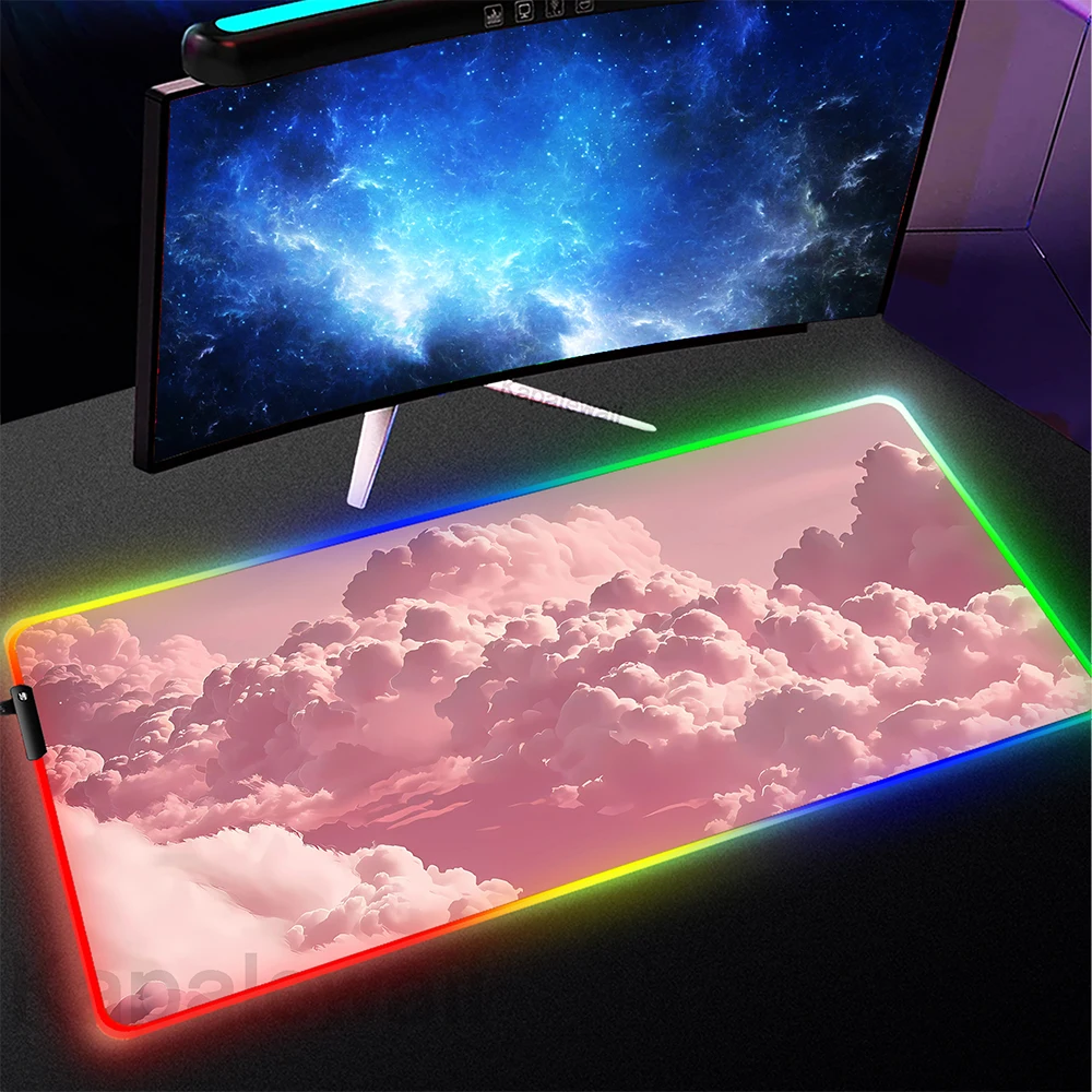 

RGB Art Cloud Mouse Pad Game Mousepad Gamer Luminous Large Carpet Gaming Mousepads LED Backlight Mouse Mat 900x400mm Desk Mat