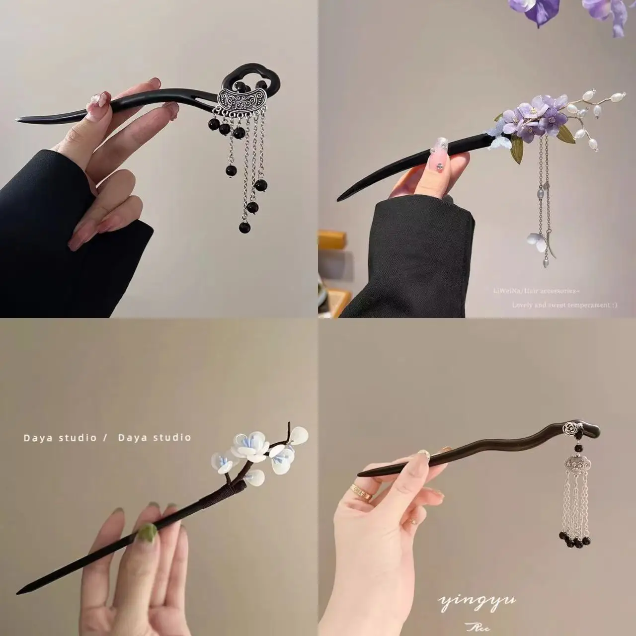 Exquisite high-end flower tassel retro small high-value simple versatile new Chinese hairpin hairpin