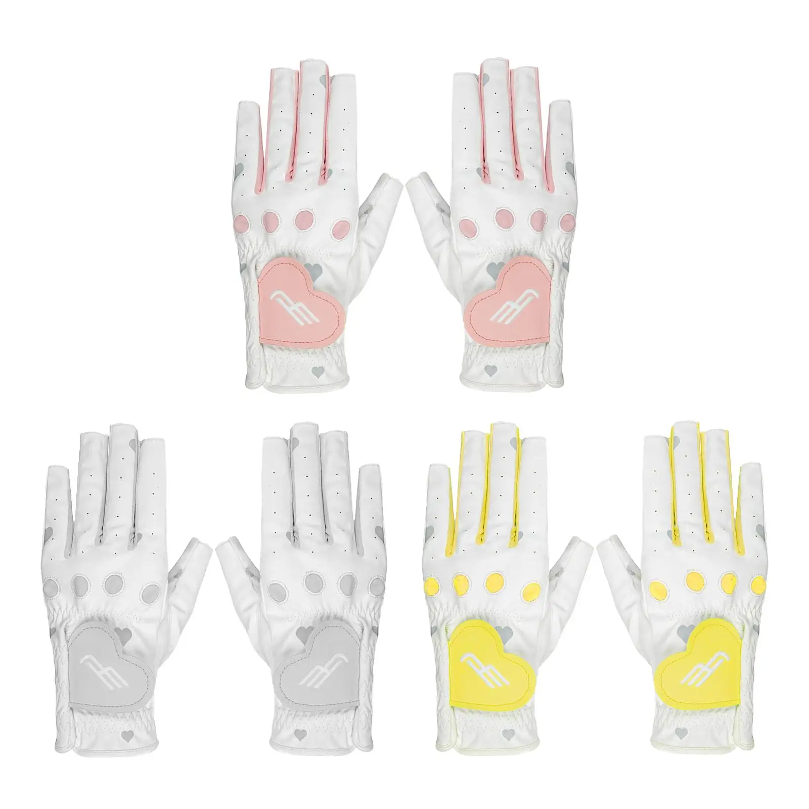 

2x PU Leather Ladies Fingerless Gloves Adjustable Wear Resistant Sweat Absorbing Universal Womens Golf Gloves for Workout Hiking